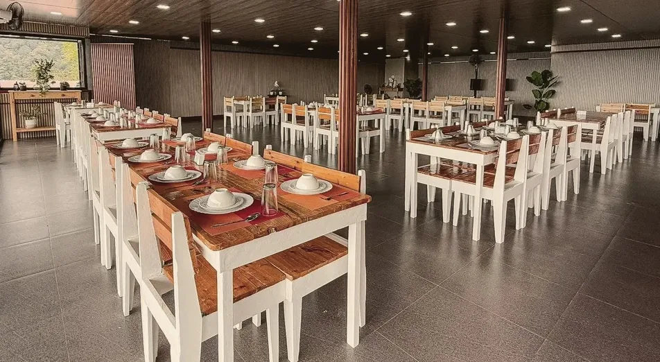 Elegant function hall set up for private events at New Year's Peak Mountain Resort